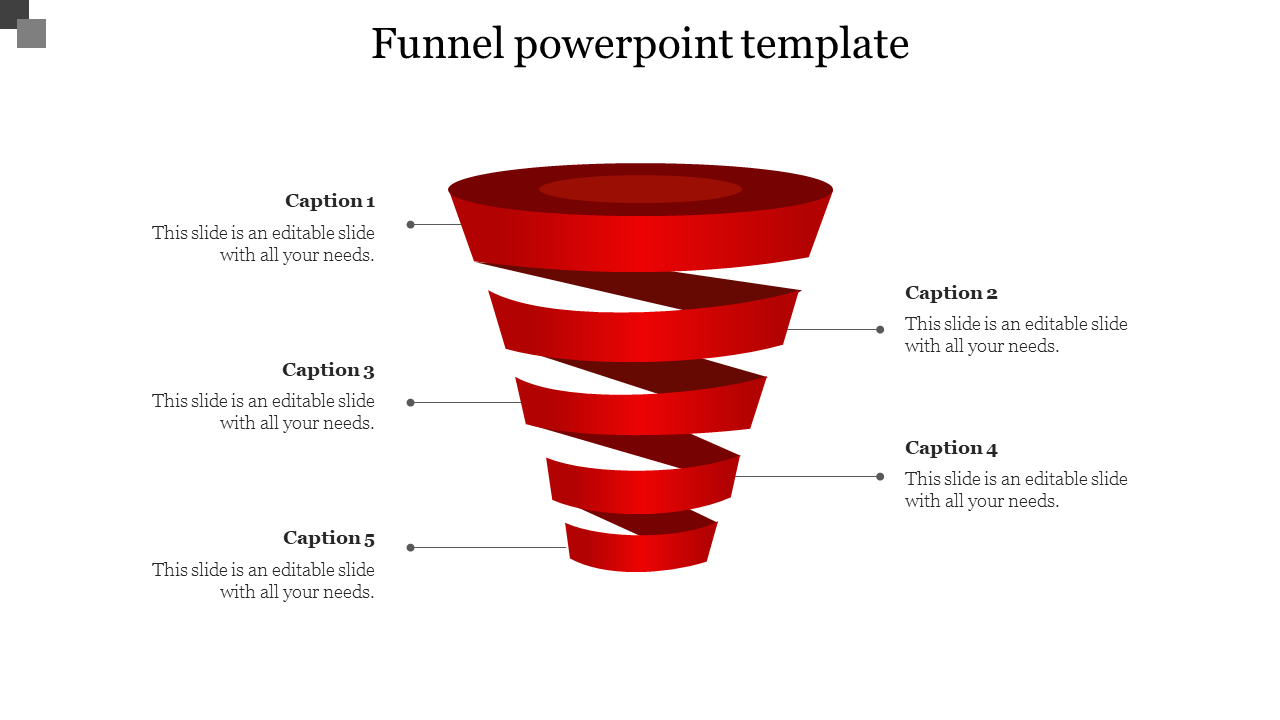Free - Awesome Funnel PowerPoint Template With Five Nodes